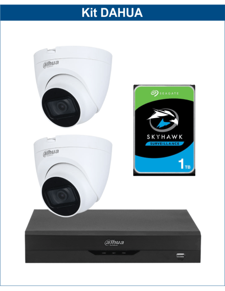KIT DAHUA, DAH-A2IINT5D25P, DVR + HDD + 2xCAMERA, 5MP, IR 25m