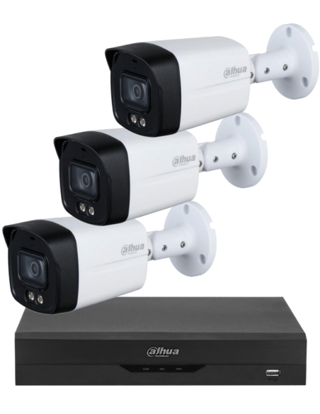 KIT DAHUA, DAH-A3IEXT5B40B, DVR + 3xCAMERA, 5MP, IR 40m