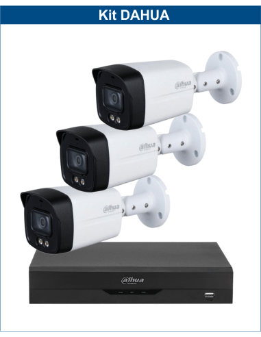 KIT DAHUA, DAH-A3IEXT5B40B, DVR + 3xCAMERA, 5MP, IR 40m