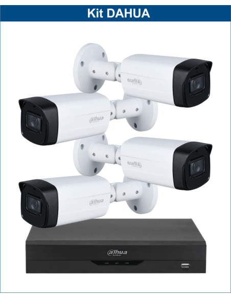 KIT DAHUA, DAH-A4IEXT5B80B, DVR + 4xCAMERA, 5MP, IR 80m
