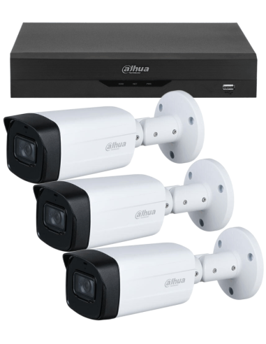 KIT DAHUA, DAH-A3IEXT5B80B, DVR + 3xCAMERA, 5MP, IR 80m