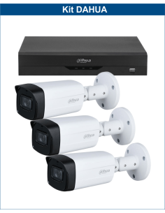 KIT DAHUA, DAH-A3IEXT5B80B, DVR + 3xCAMERA, 5MP, IR 80m