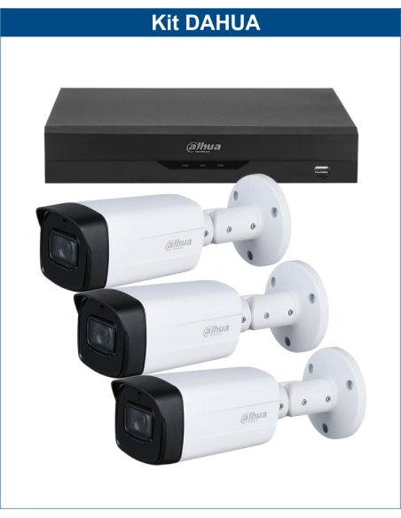 KIT DAHUA, DAH-A3IEXT5B80B, DVR + 3xCAMERA, 5MP, IR 80m