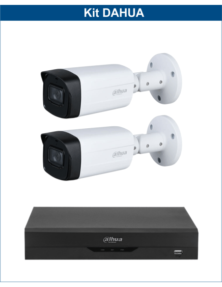 KIT DAHUA, DAH-A2IEXT5B80B, DVR + 2xCAMERA, 5MP, IR 80m