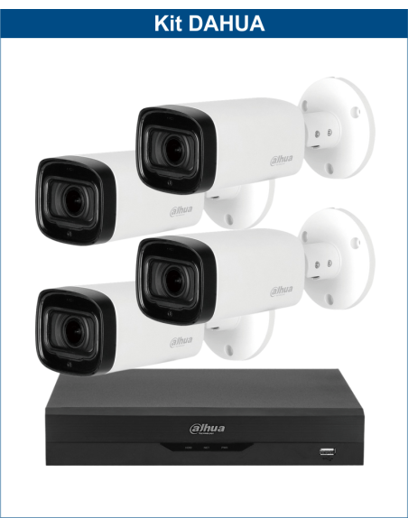 KIT DAHUA, DAH-A4IEXT5B60B, DVR + 4xCAMERA, 5MP, IR 60m