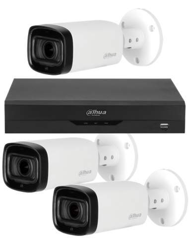 KIT DAHUA, DAH-A3IEXT5B60B, DVR + 3xCAMERA, 5MP, IR 60m