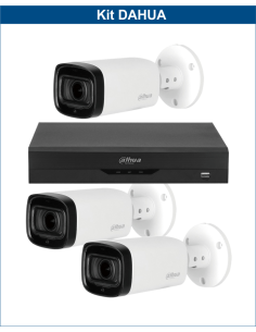 KIT DAHUA, DAH-A3IEXT5B60B, DVR + 3xCAMERA, 5MP, IR 60m