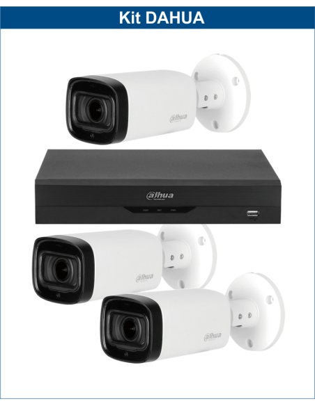 KIT DAHUA, DAH-A3IEXT5B60B, DVR + 3xCAMERA, 5MP, IR 60m