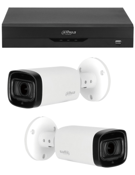 KIT DAHUA, DAH-A2IEXT5B60B, DVR + 2xCAMERA, 5MP, IR 60m