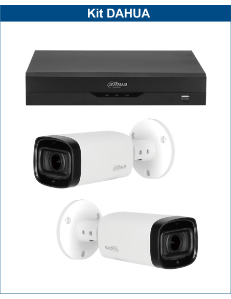 KIT DAHUA, DAH-A2IEXT5B60B, DVR + 2xCAMERA, 5MP, IR 60m
