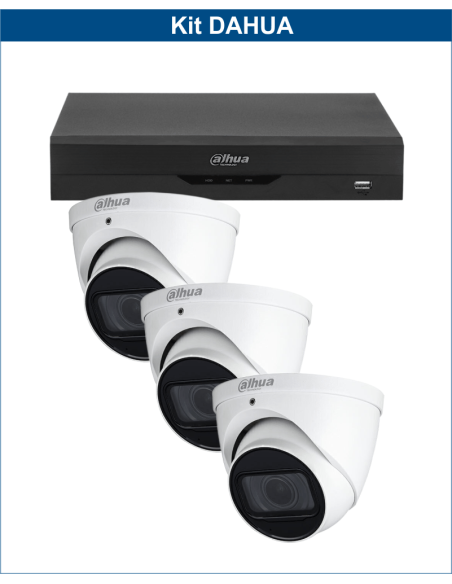 KIT DAHUA, DAH-A3IEXT5D60B, DVR + 3xCAMERA, 5MP, IR 60m