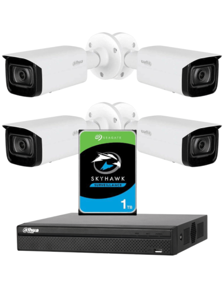 KIT DAHUA, DAH-IPP4IEXT2B40P, NVR + HDD + 4xCAMERA, 2MP, IR 40m