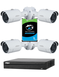 KIT DAHUA, DAH-IPP4IEXT2B30P, NVR + HDD + 4xCAMERA, 2MP, IR 30m 2