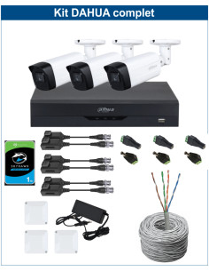KIT DAHUA, DAH-A3IEXT2B80C, DVR + 3xCAMERA, 2MP, IR 80m