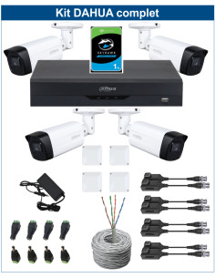 KIT DAHUA, DAH-A4IEXT2B80C, DVR + 4xCAMERA, 2MP, IR 80m