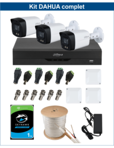 KIT DAHUA, DAH-A3IEXT5B40C, DVR + HDD + 3xCAMERA, 5MP, IR 40m