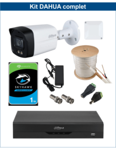 KIT DAHUA, DAH-A1IEXT5B40C, DVR + HDD + 1xCAMERA, 5MP, IR 40m