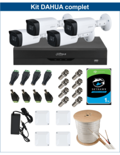 KIT DAHUA, DAH-A4IEXT5B80C, DVR + HDD + 4xCAMERA, 5MP, IR 80m