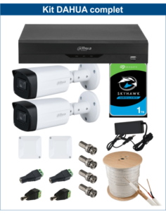 KIT DAHUA, DAH-A2IEXT5B80C, DVR + HDD + 2xCAMERA, 5MP, IR 80m