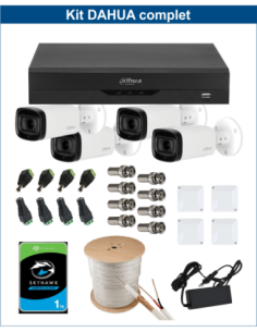 KIT DAHUA, DAH-A4IEXT5B60C, DVR + HDD + 4xCAMERA, 5MP, IR 60m