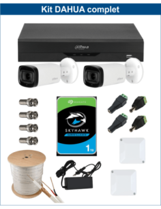 KIT DAHUA, DAH-A2IEXT5B60C, DVR + HDD + 2xCAMERA, 5MP, IR 60m