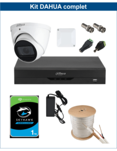 KIT DAHUA, DAH-A1IEXT5D60C, DVR + HDD + 1xCAMERA, 5MP, IR 60m
