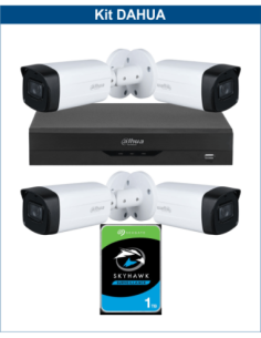 KIT DAHUA, DAH-A4IEXT5B80P, DVR + HDD + 4xCAMERA, 5MP, IR 80m