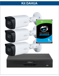 KIT DAHUA, DAH-A3IEXT5B80P, DVR + HDD + 3xCAMERA, 5MP, IR 80m
