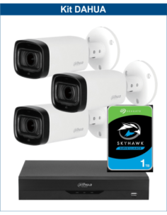 KIT DAHUA, DAH-A3IEXT5B60P, DVR + HDD + 3xCAMERA, 5MP, IR 60m