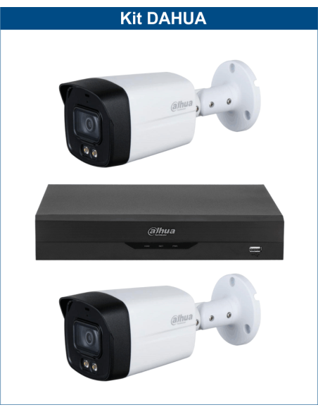 KIT DAHUA, DAH-A2IEXT5B40B, DVR + 2xCAMERA, 5MP, IR 40m