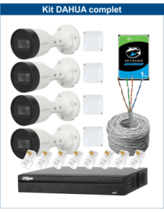 KIT DAHUA, DAH-IPP4IEXT2B30C, NVR + HDD + 4xCAMERA, 2MP, IR 30m