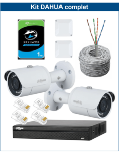 KIT DAHUA, DAH-IPP2IEXT2B30C, NVR + HDD + 2xCAMERA, 2MP, IR 30m