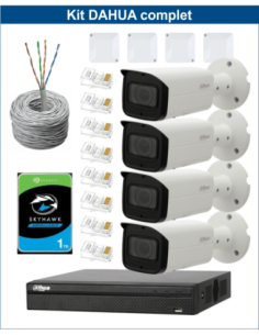KIT DAHUA, DAH-IPP4IEXT2B50C, NVR + HDD + 4xCAMERA, 2MP, IR 50m