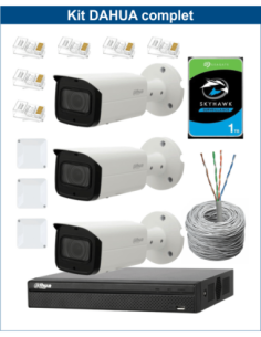 KIT DAHUA, DAH-IPP3IEXT2B50C, NVR + HDD + 3xCAMERA, 2MP, IR 50m