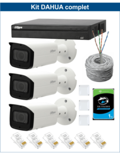 KIT DAHUA, DAH-IPP3IEXT2B60C, NVR + HDD + 3xCAMERA, 2MP, IR 60m