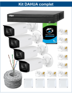 KIT DAHUA, DAH-IPP4IEXT2B40C, NVR + HDD + 4xCAMERA, 2MP, IR 40m
