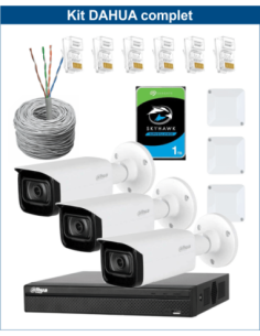 KIT DAHUA, DAH-IPP3IEXT2B40C, NVR + HDD + 3xCAMERA, 2MP, IR 40m