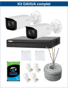 KIT DAHUA, DAH-IPP2IEXT2B40C, NVR + HDD + 2xCAMERA, 2MP, IR 40m