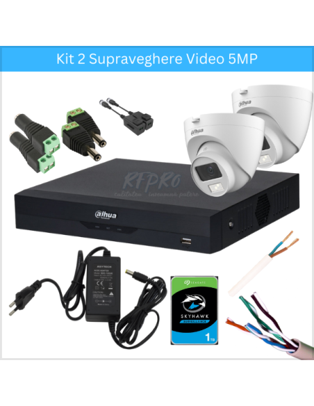 KIT 2 SUPRAVEGHERE VIDEO 5 MP