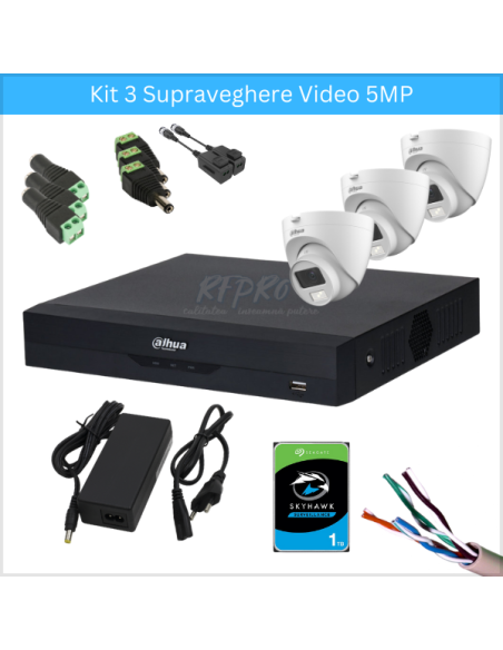 KIT 3 SUPRAVEGHERE VIDEO 5 MP